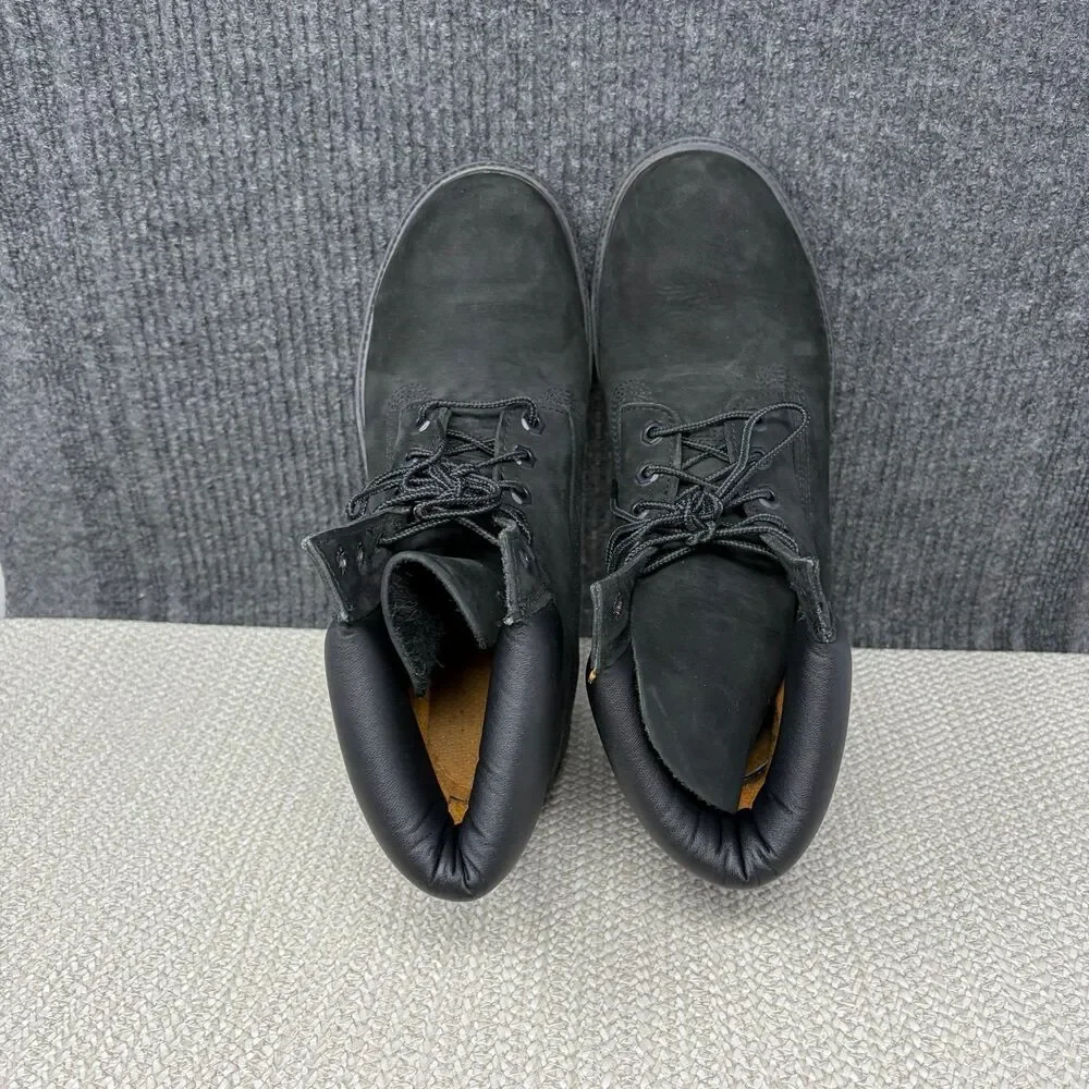 Timberland Premium 6” Waterproof Boots Black Nubuck Leather Mens 9 WIDE
